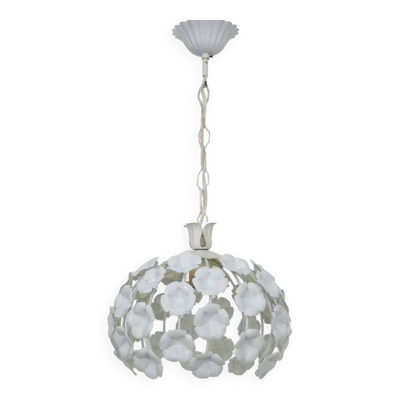 Suspension en métal blanc suspension florale. Années 70