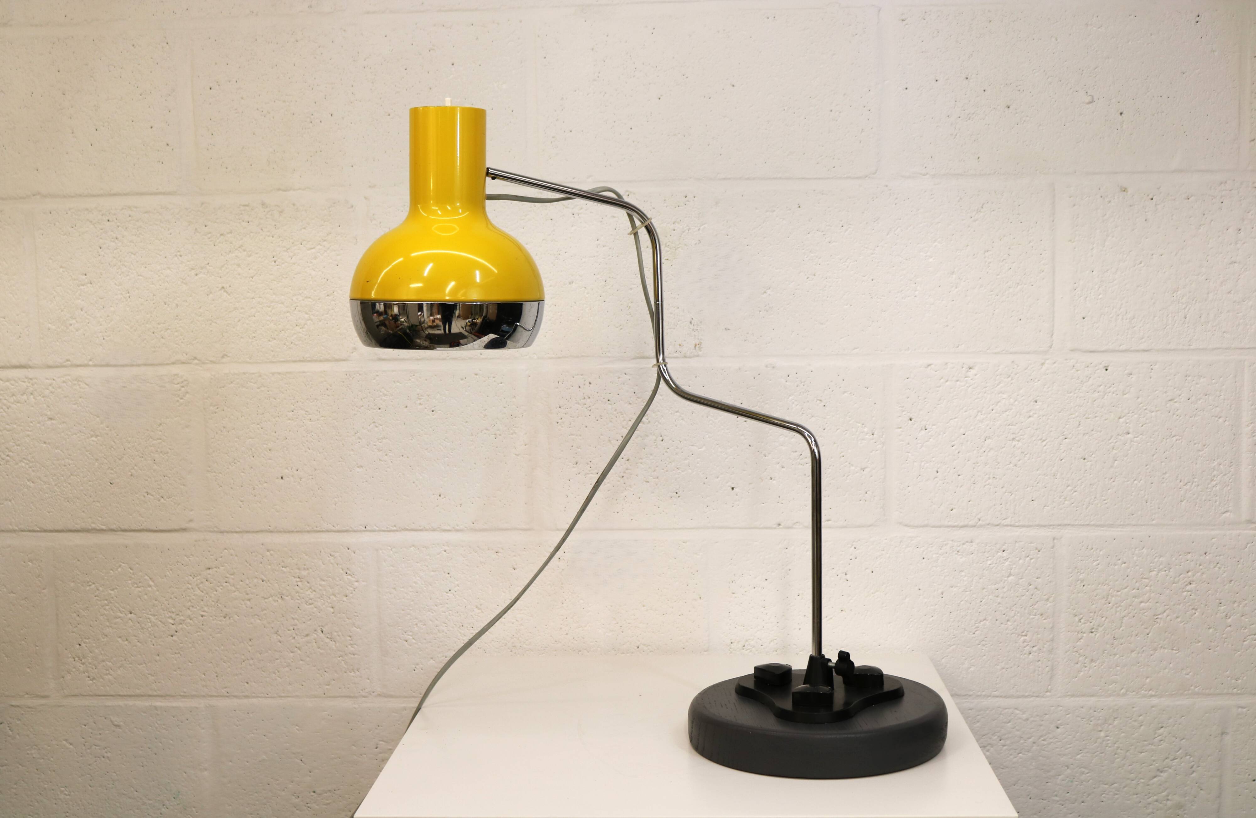 Vintage yellow table lamp by Josef Hůrka for Napako, Czechoslovakia 1970