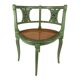 Chaise de coin en bois laqué vert et assise cannée, XXe