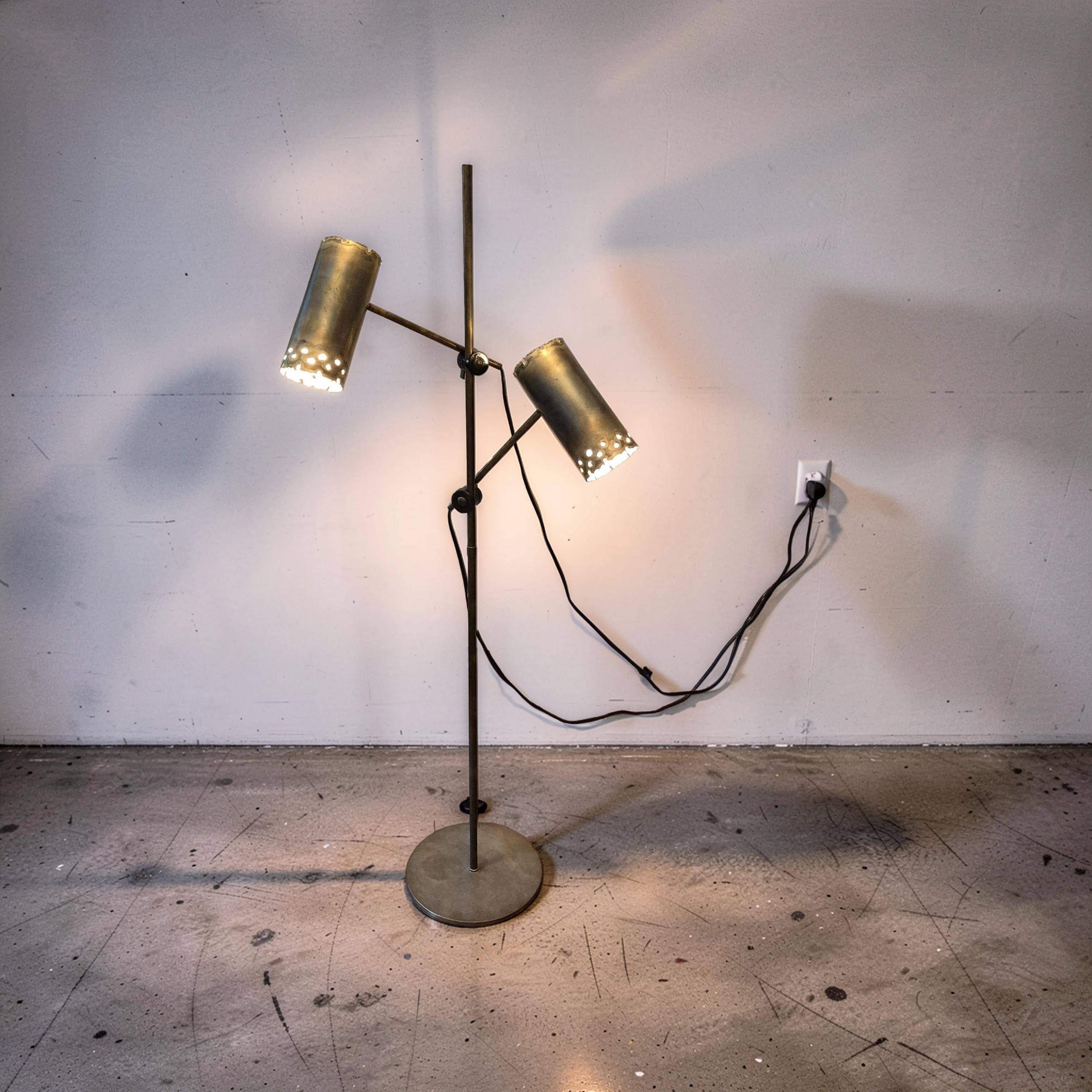 Brutalist Copper Floor Lamp by Holm Sørensen, Denmark 1960s