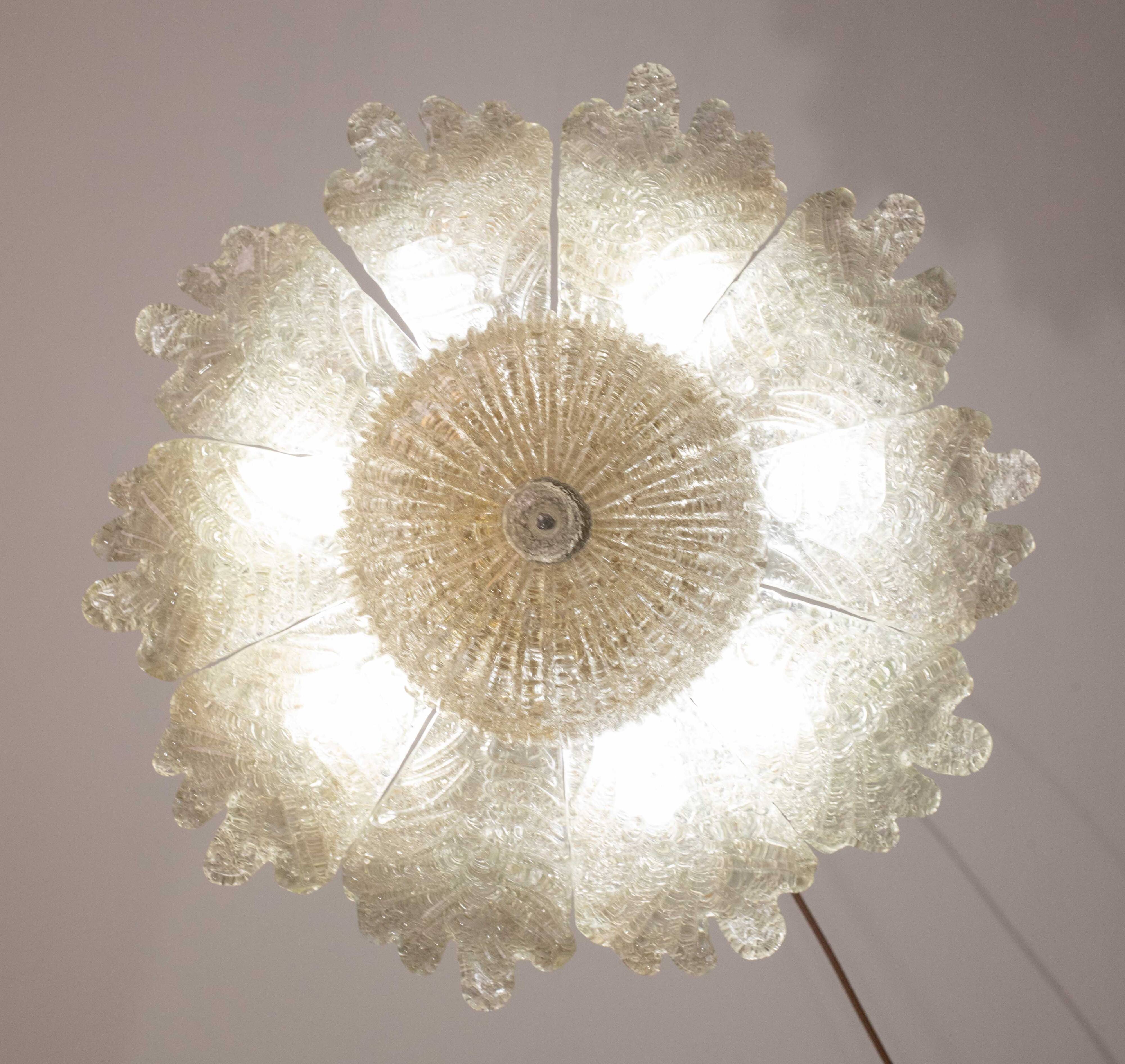 Splendid Amber Italian Murano Glass Ceiling Light, 1970s