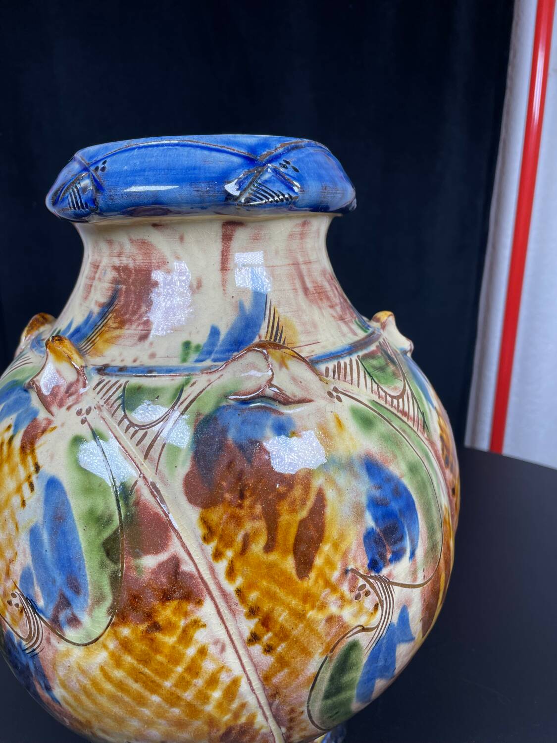 Large signed colorful vase