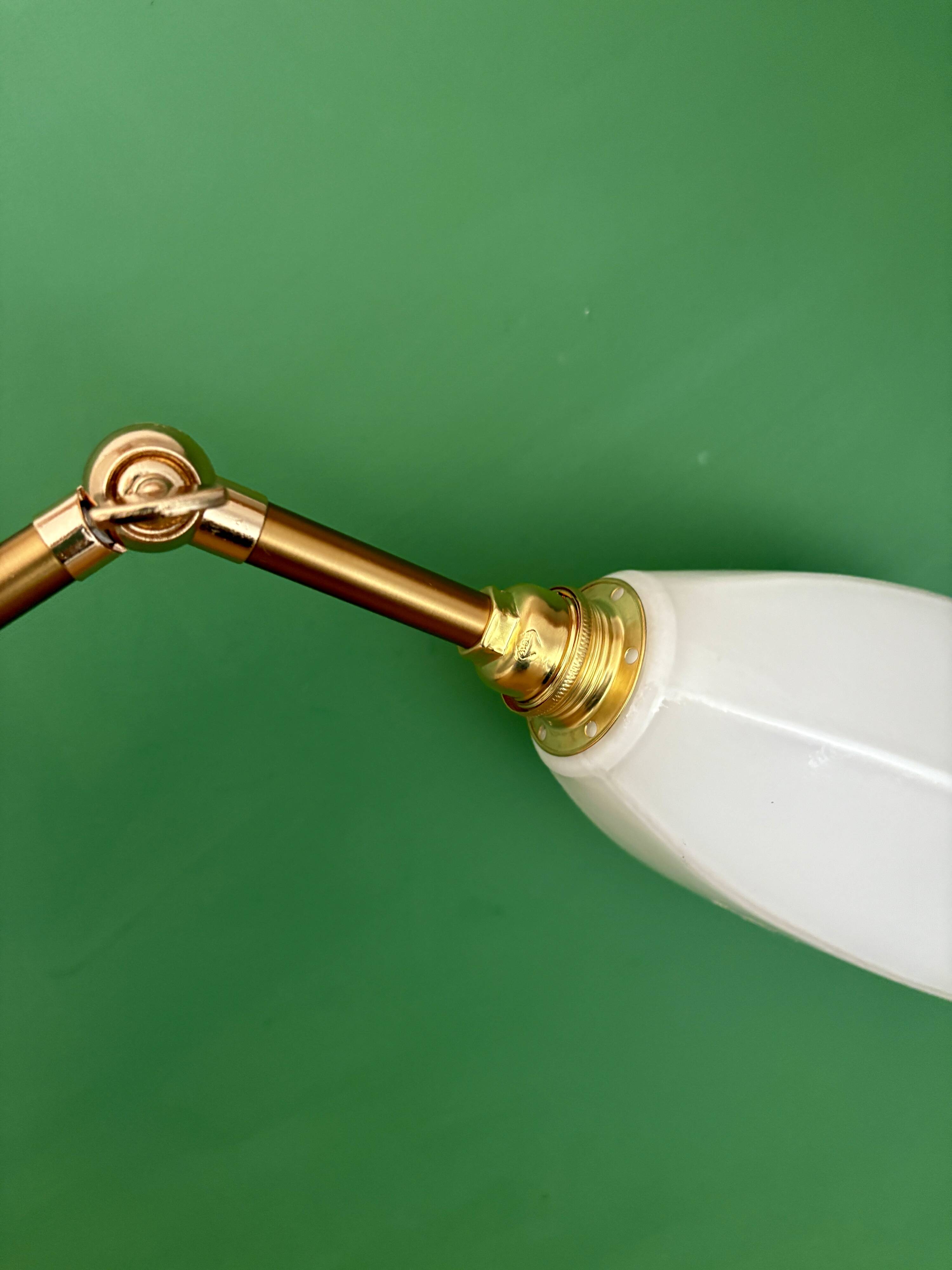 Vintage tulip wall light in white opaline