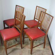 Ensemble de 4 chaises Moder, années 1960 – chêne et éco-cuir, vintage