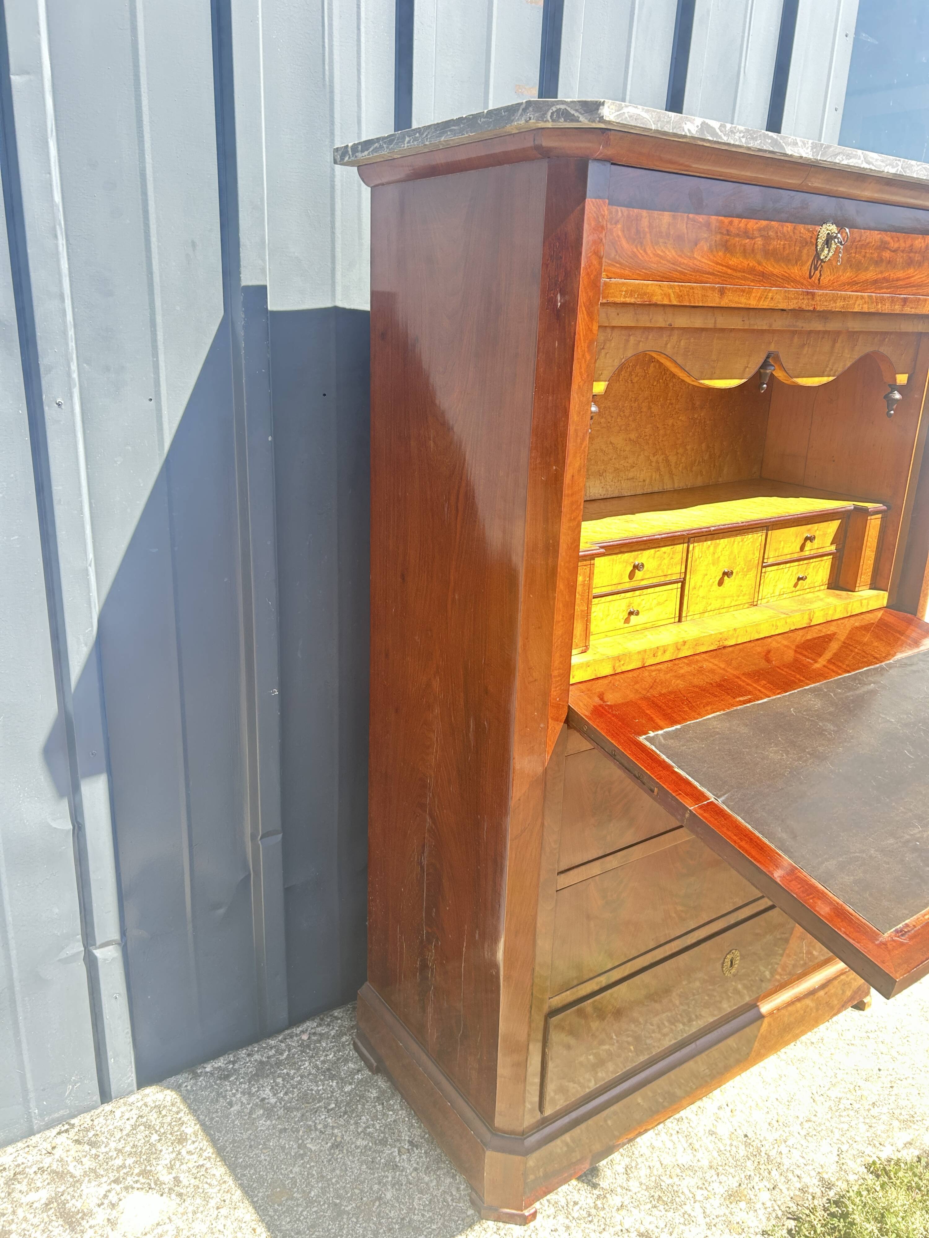 Mahogany drop-leaf secretary, Louis Philippe