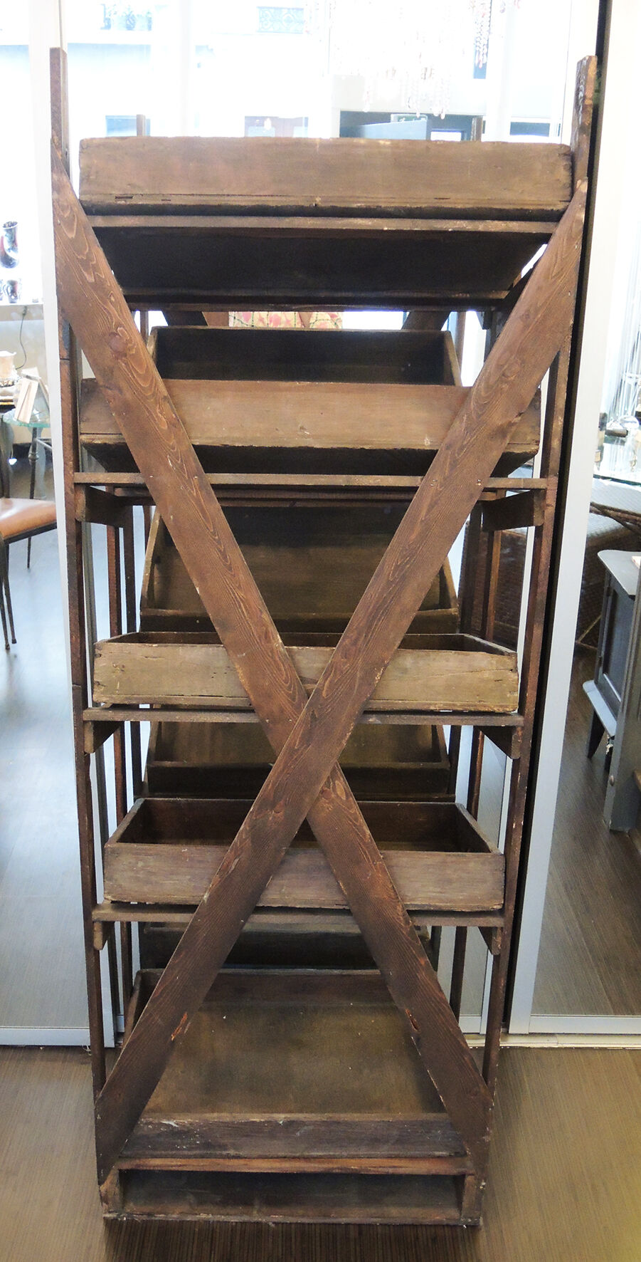 Étagères de clayettes vintage en bois