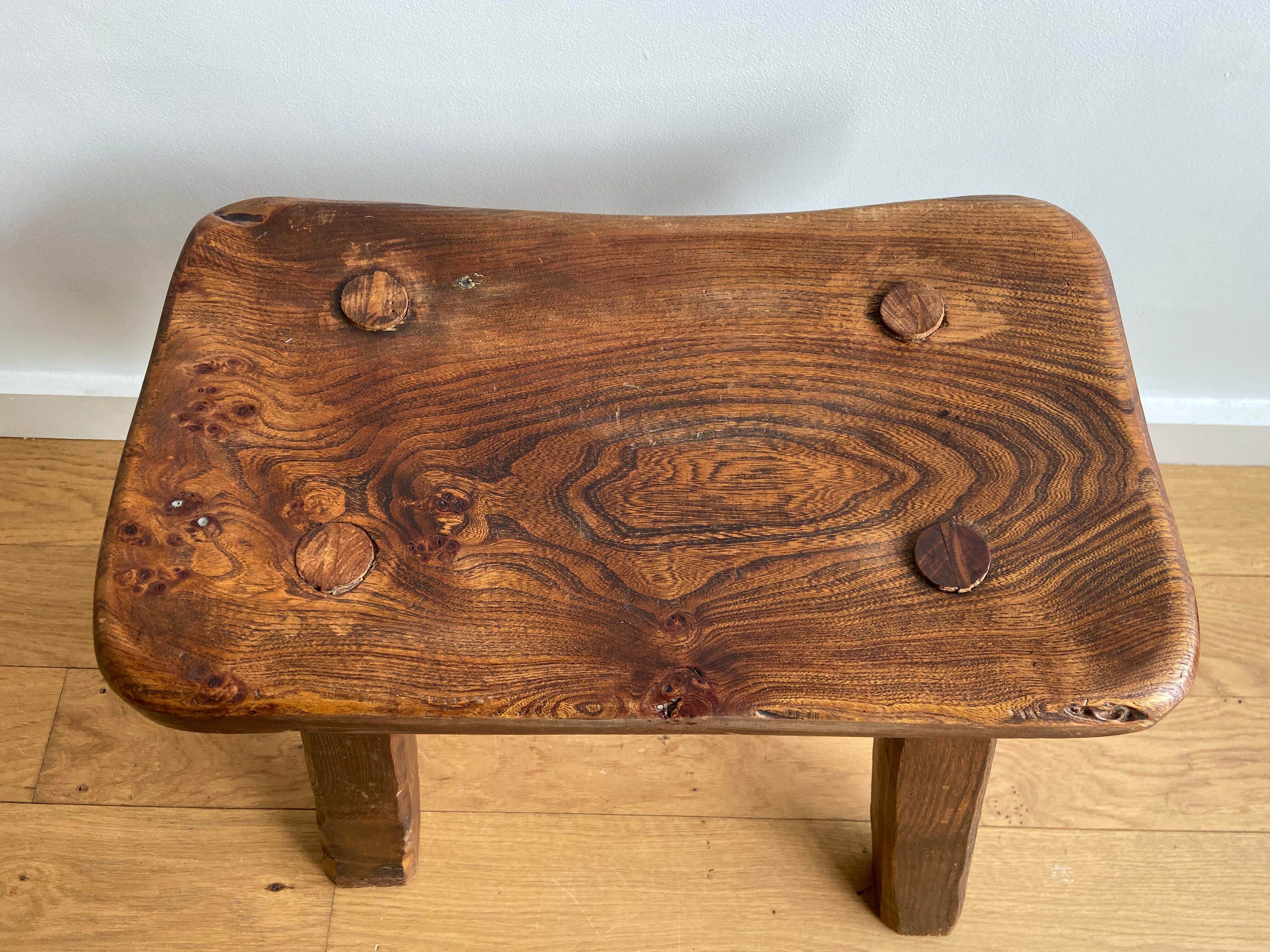 Dark solid wood stool