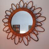 Vintage rattan sun mirror 46cm