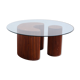 Table basse en bois et plateau en verre de 90cm