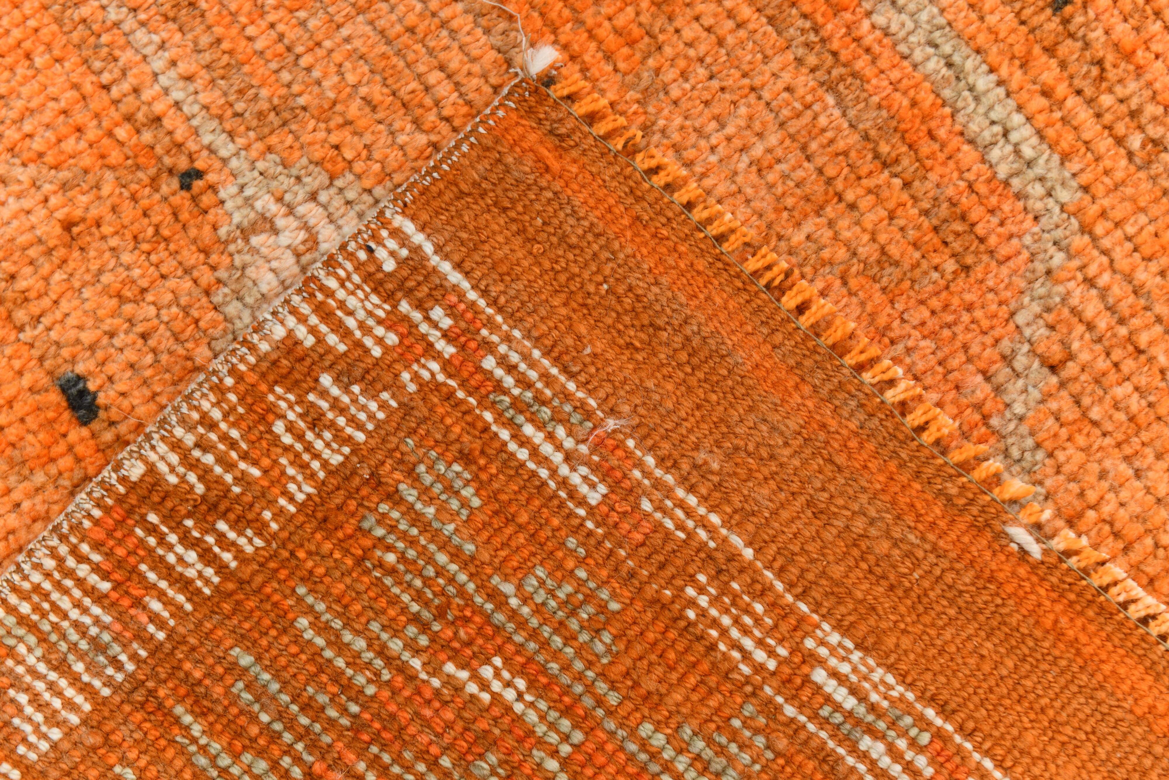 Beige & Orange Vintage Runner Rug, 83x383Cm