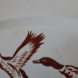 Digoin Sarreguemines dish, hand-painted decoration of wild birds