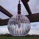 Suspension ball in thick striated glass design lighting year 1980 space age