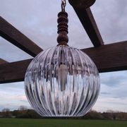 Suspension ball in thick striated glass design lighting year 1980 space age