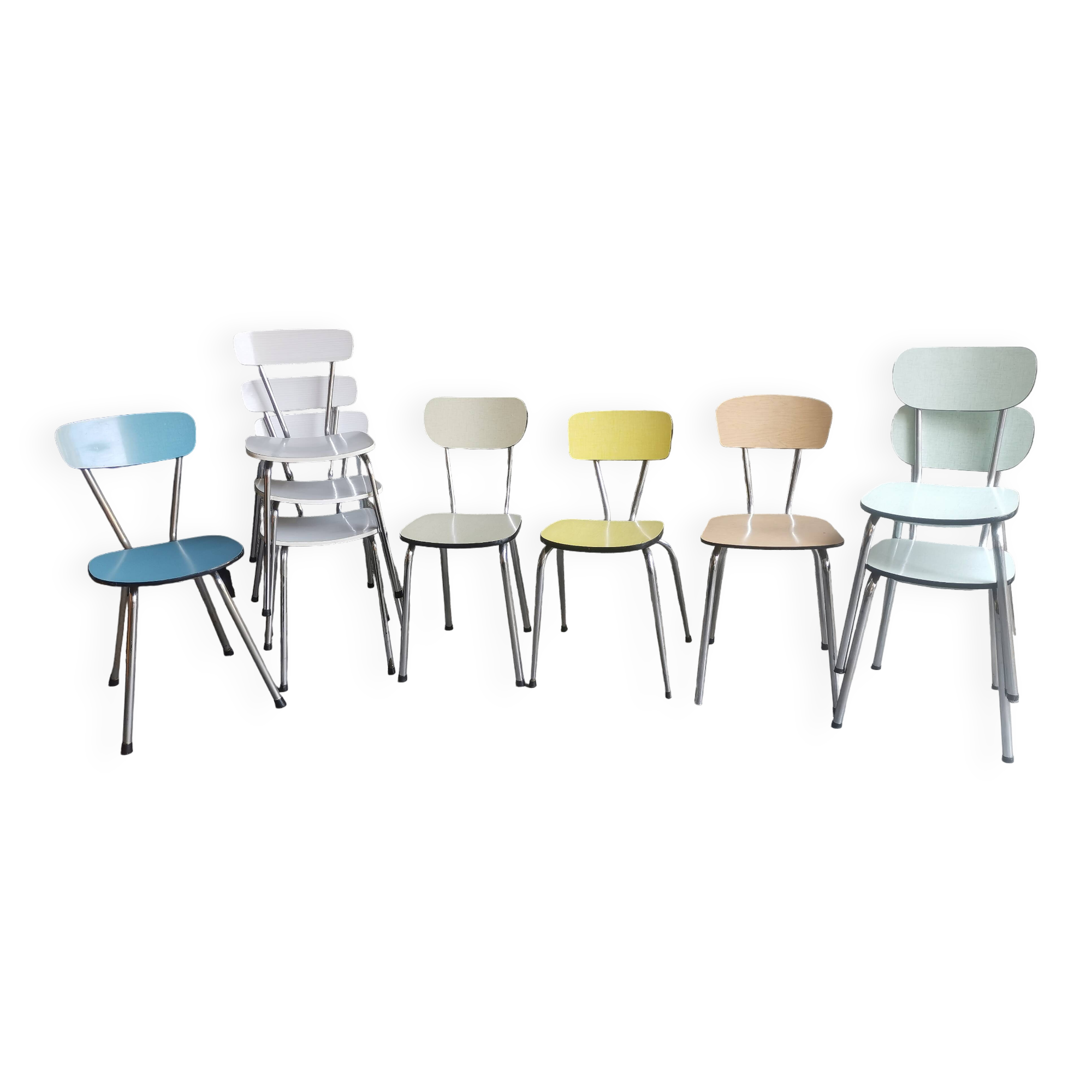 Set of 9 vintage formica chairs