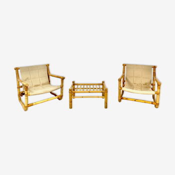 Vintage bamboo lounge set made in denmark 1950s