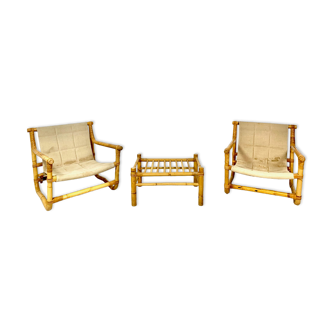 Vintage bamboo lounge set made in denmark 1950s