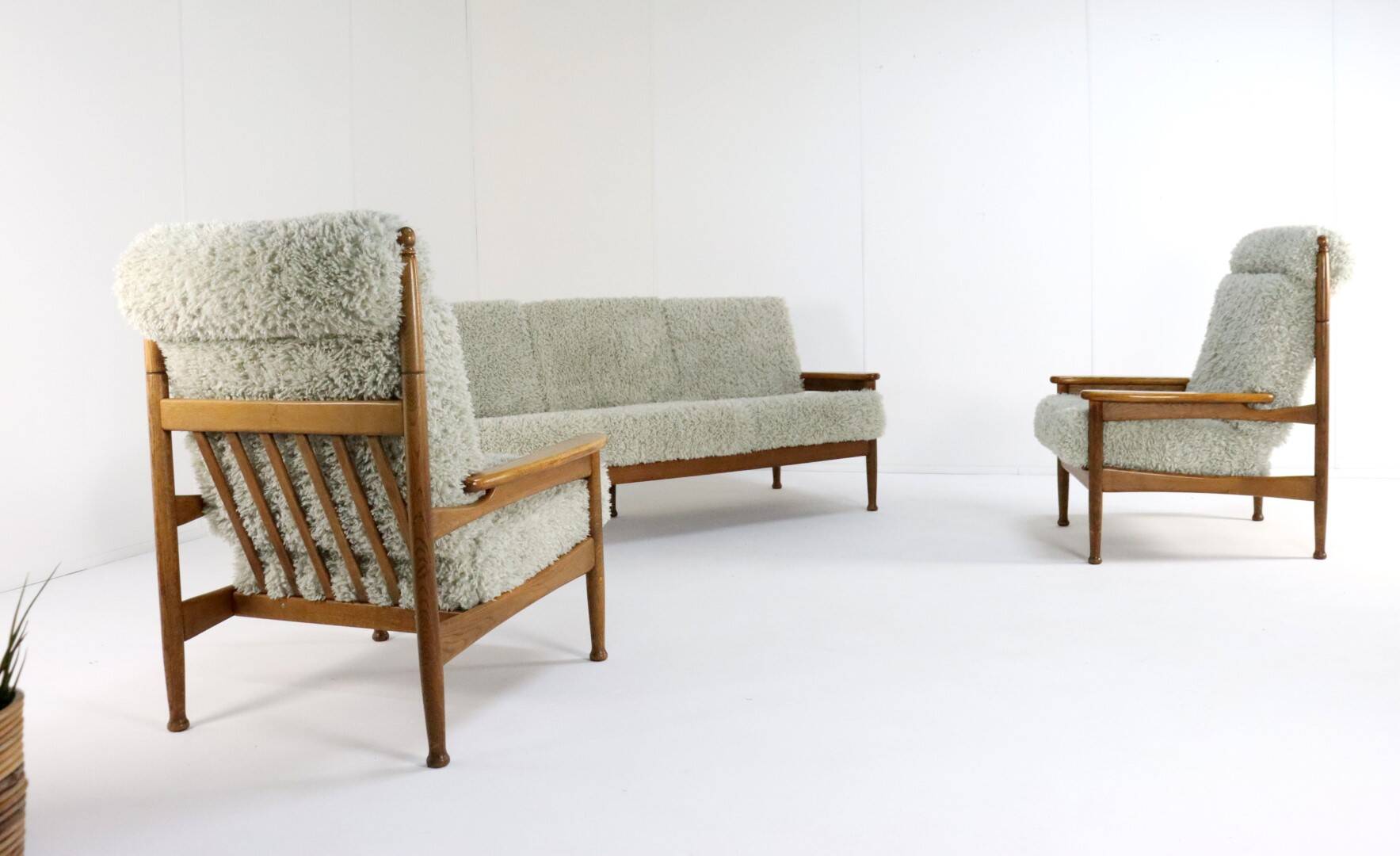 Set van designer bank + 2 fauteuils 'Sliedrecht' - opnieuw bekleed