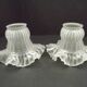 Pair French 1930s White Opaque Patterned Glass Replacement Shades 0161