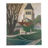 Old painting of the village and its church