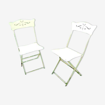 2 chaises pliants fermob en acier jeune vernie anti uv pour terrasse ou jardin