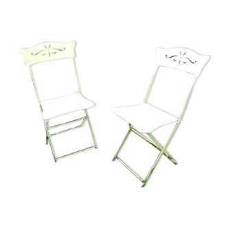 2 folding chairs fermob in young steel varnished anti uv for terrace or garden
