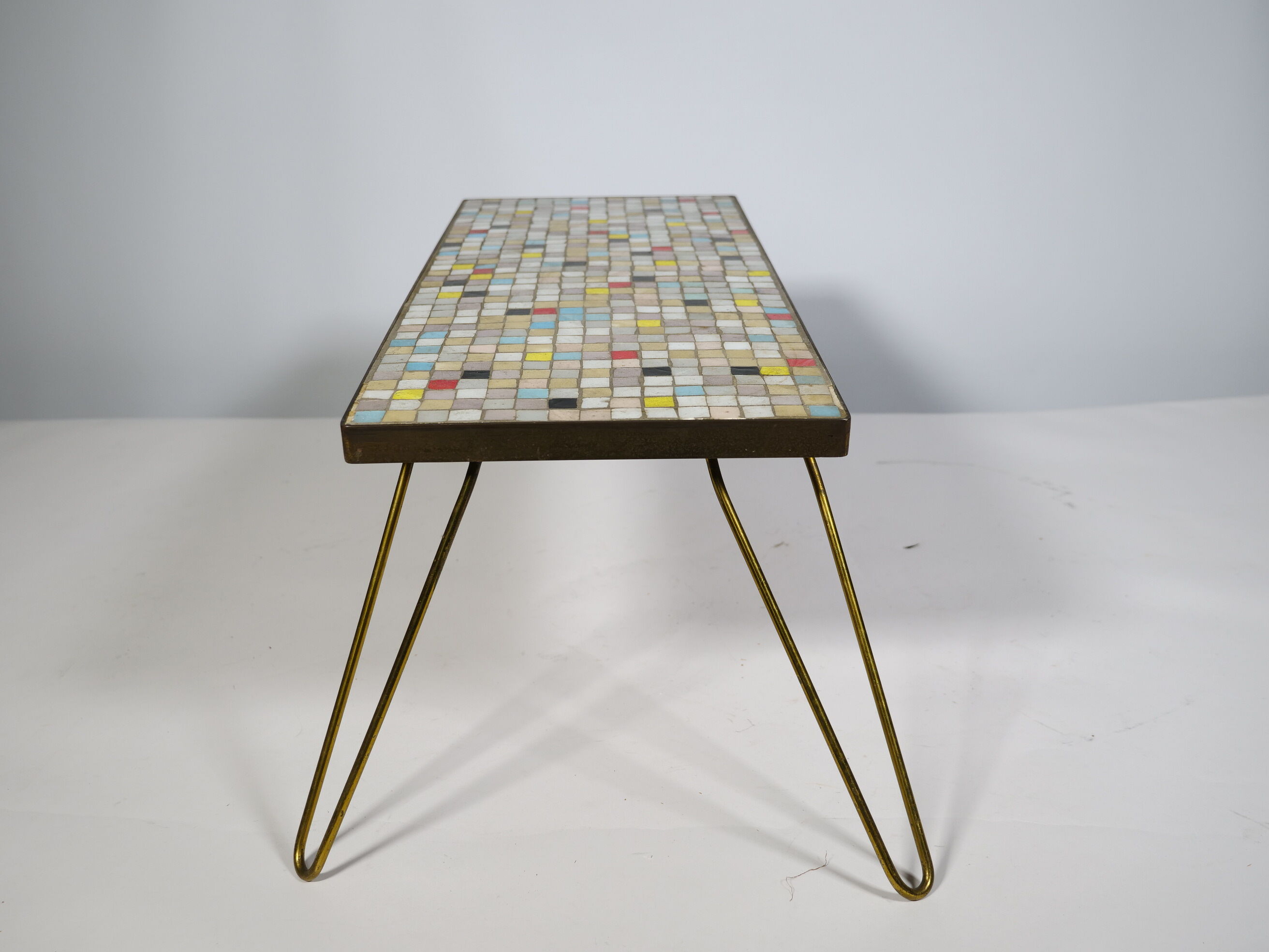 Mid Century Mosaic Plant Stand with orgin Hairpin Legs, 1950s