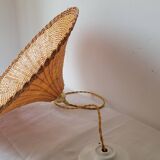 Woven wicker pendant light