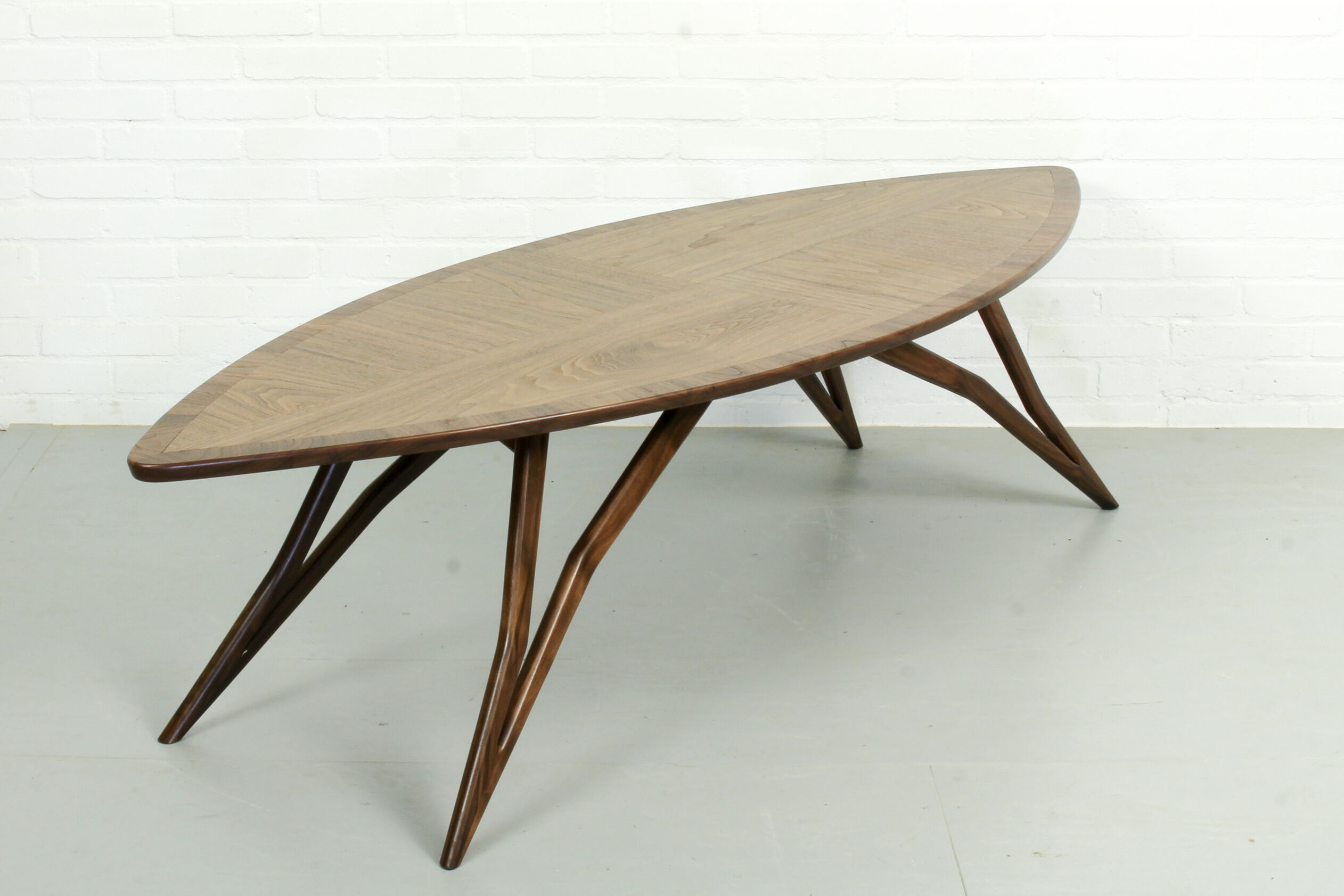 Mid century style curved american nut coffee table