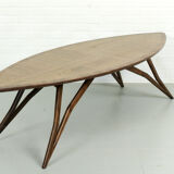 Mid century style curved american nut coffee table