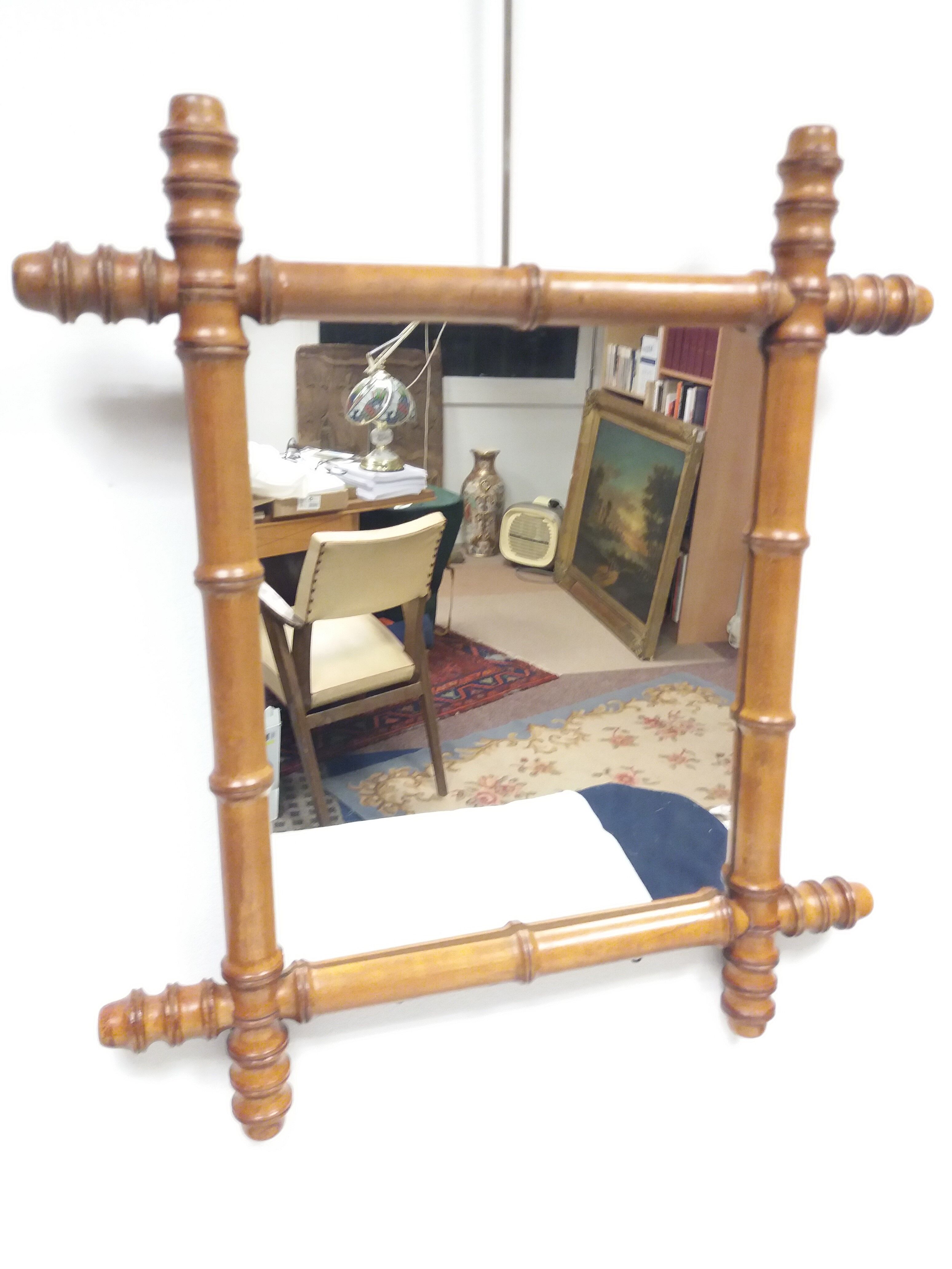 Ancient bamboo/rotin mirror 49 x 43 cm