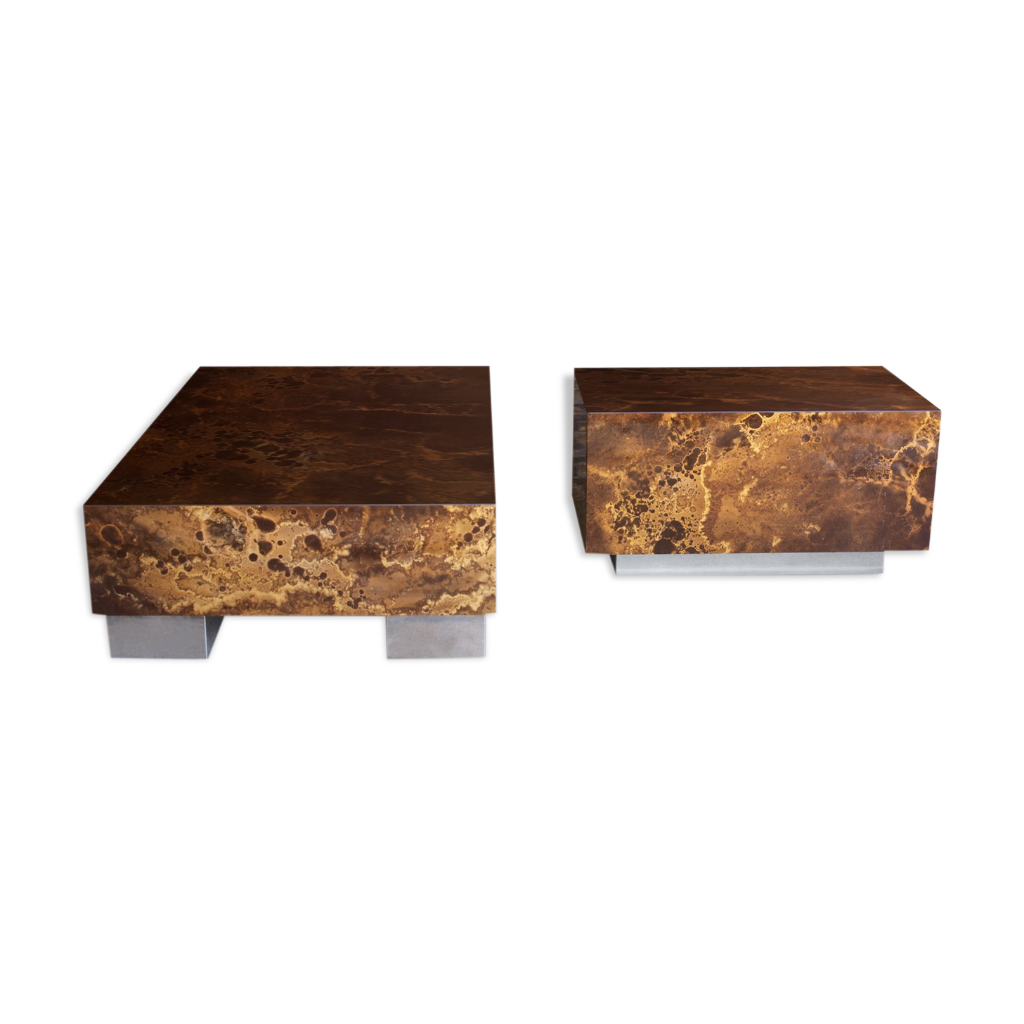 Set of low tables solar flare pattern by Guy Lefevre for Roset line