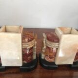 Pair of Art Deco marble book clamts