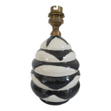Black and white ceramic lamp base with geometric design Vintage