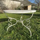 Vintage wrought iron garden furniture – Table + 3 chairs