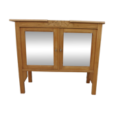 Desserte Art Déco en bois, 2 portes vitrées.