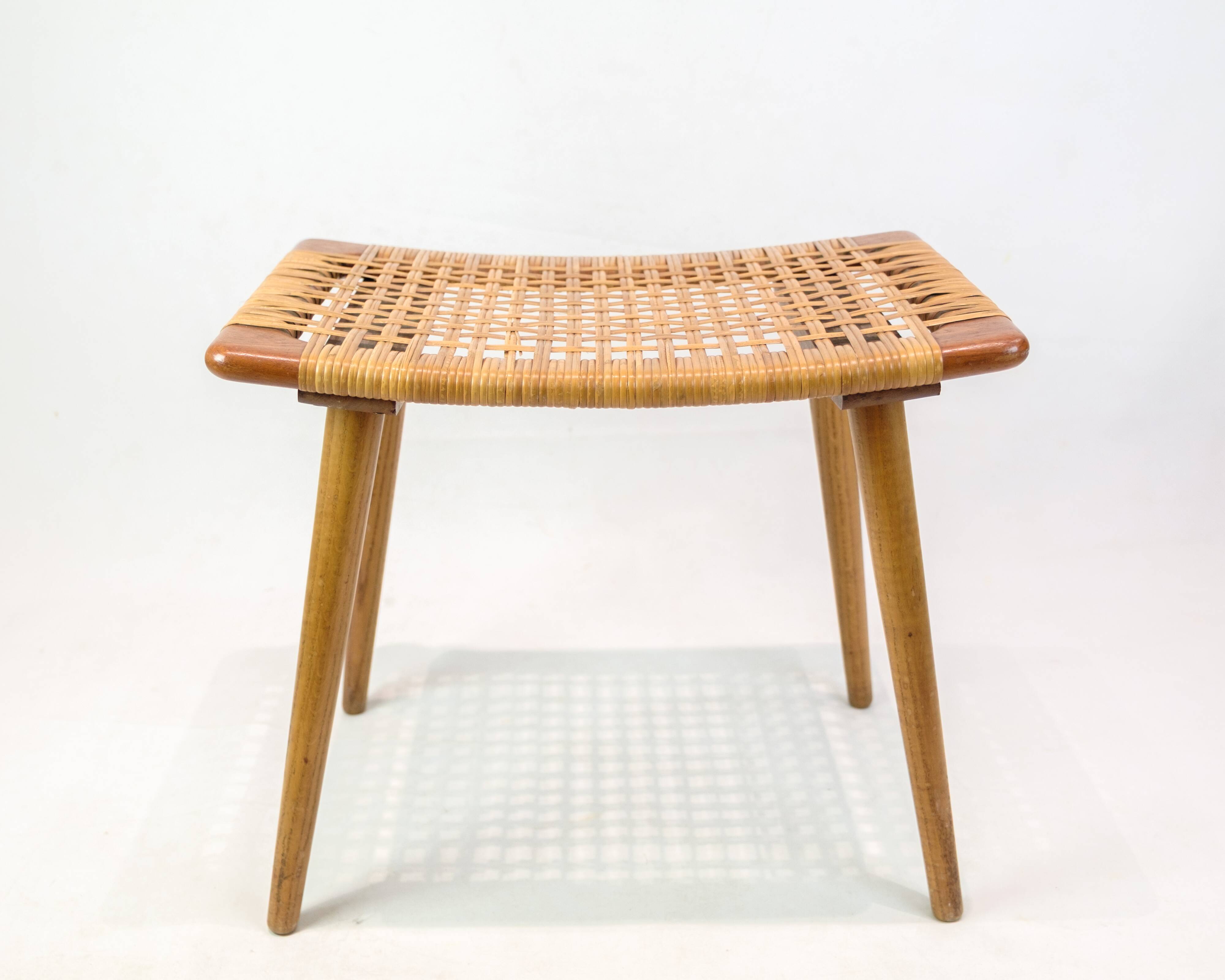 Stool - Teak - Cane weave - Danish design - 1960s.
