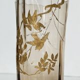 Vase en cristal à décor doré de branches et d'oiseaux, fin XIXe siècle