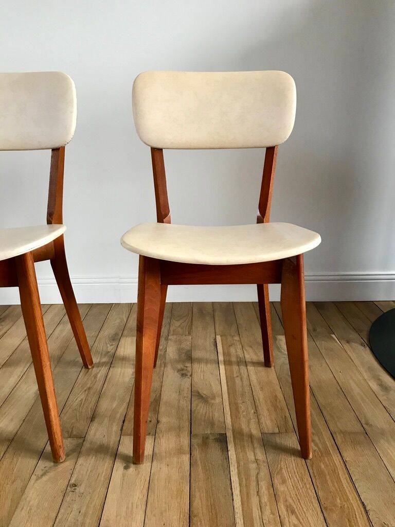 Pair of scandinavian chairs in skaï 50s