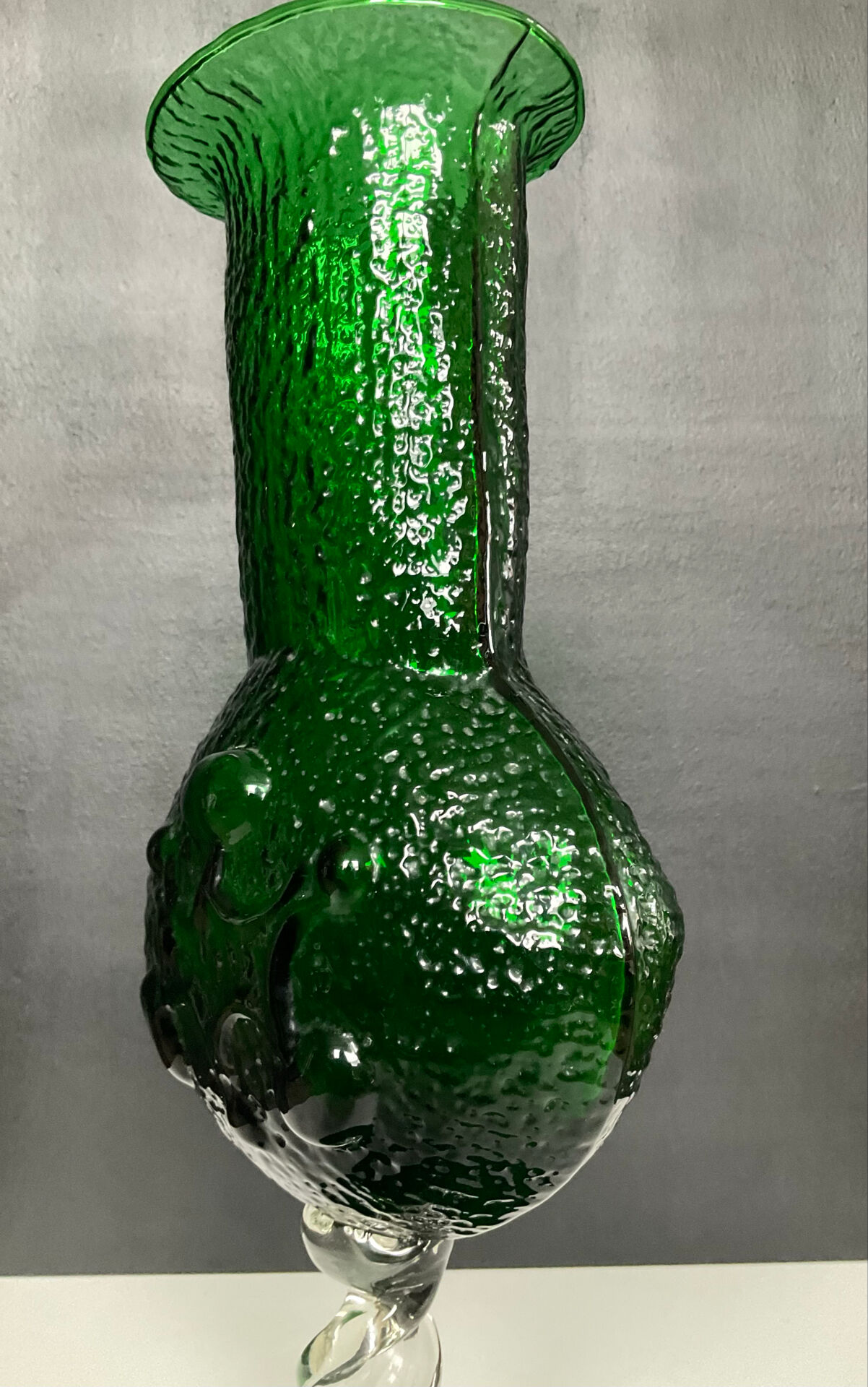 Vintage pressed glass vase from the 1970s.