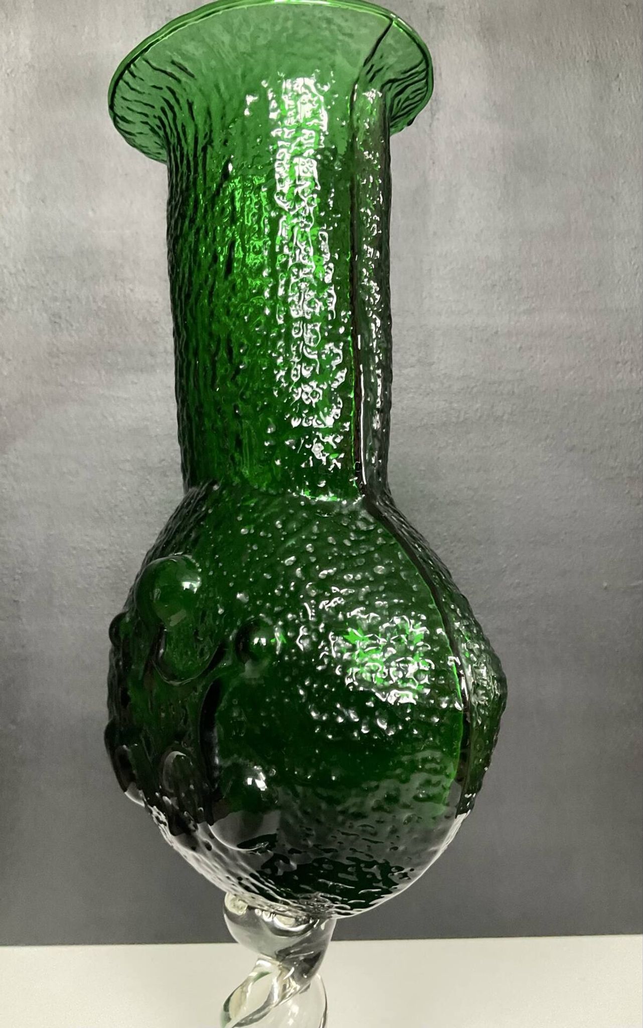 Vintage pressed glass vase from the 1970s.