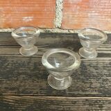 Set of 3 Antique Molded Glass Egg Cups Made in France Vintage