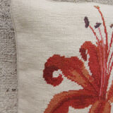 Vintage Handmade Red Flower Wool Cushion Cover- 35x35cm