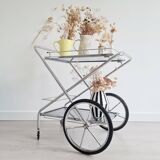 Rolling trolley - chrome and glass shelves