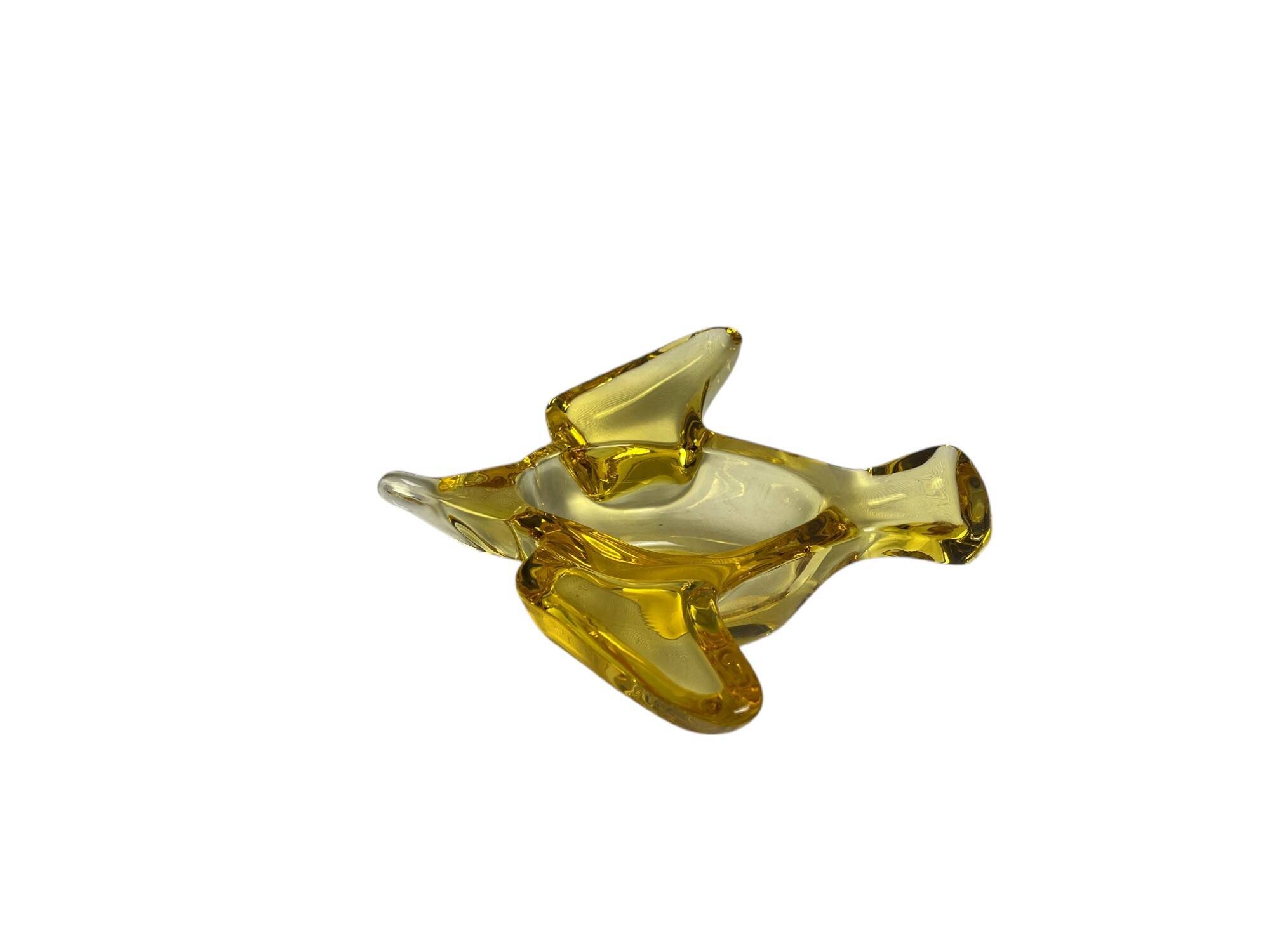 Murano, yellow glass bird-shaped pocket tray, 20th century