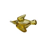 Murano, vide poche en verre jaune forme oiseau XXème