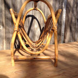 Magazine rack vintage rattan