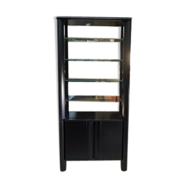 Meuble Vintage en Bois Laqué Noir, années 70