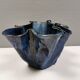 Very special vase in “folded” bluish glazed clay.