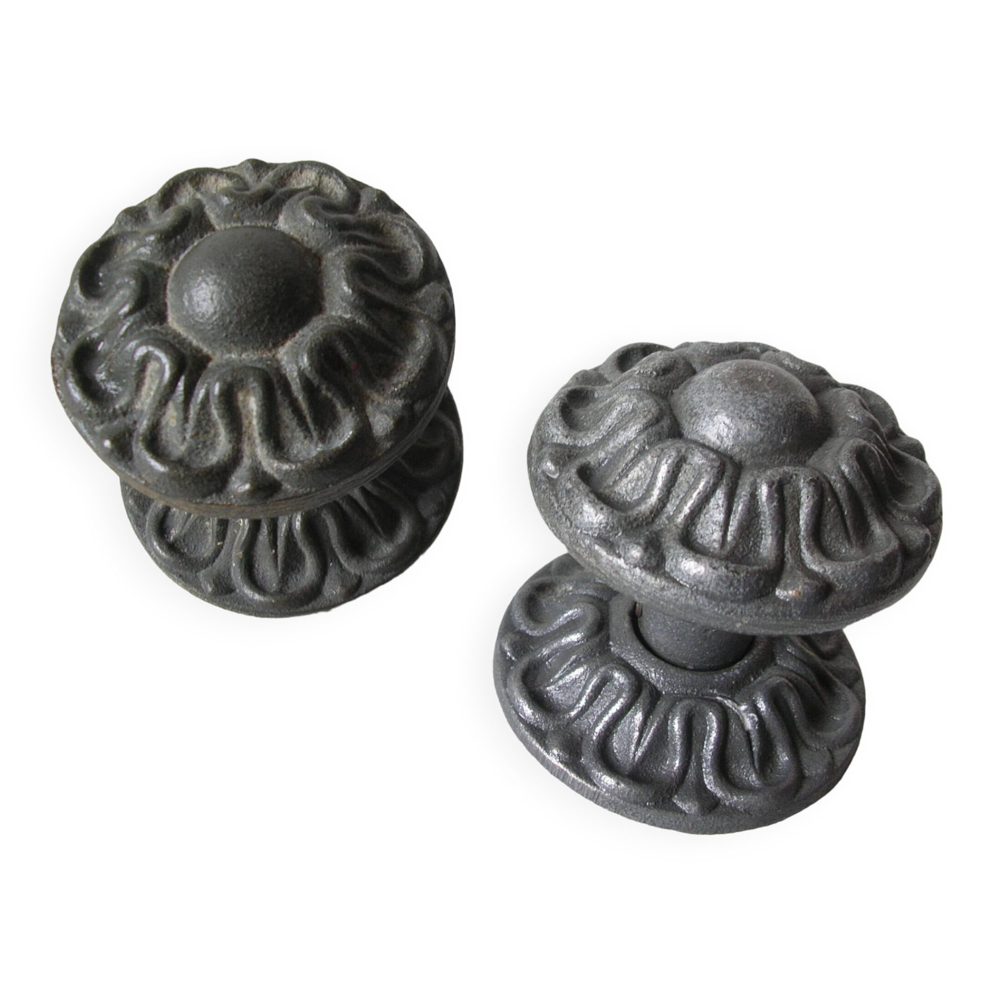 Set of 2 cast iron metal door handles 7.3 cm old door locksmith