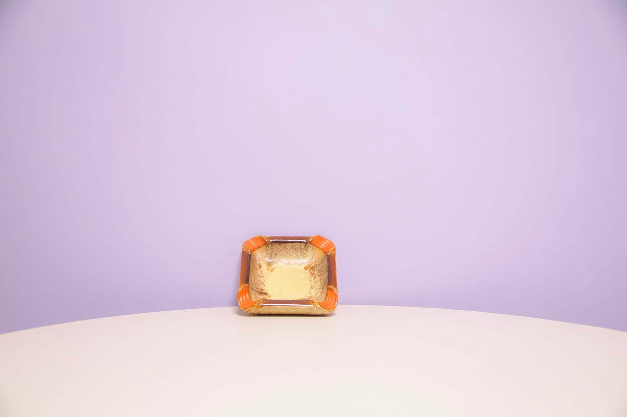 Square orange bowl ashtray